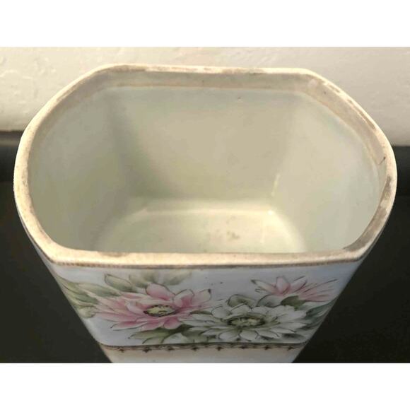 Antique Nippon Hand Painted Floral Vase – Lotus Flowers, Gold Gilt, Pre-1921 EUC - Picture 4 of 5